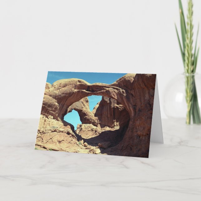 Double Arch Desert Landscape Photo Card (Front)