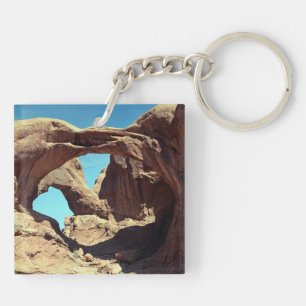 Double Arch Desert Landscape Photo Key Ring