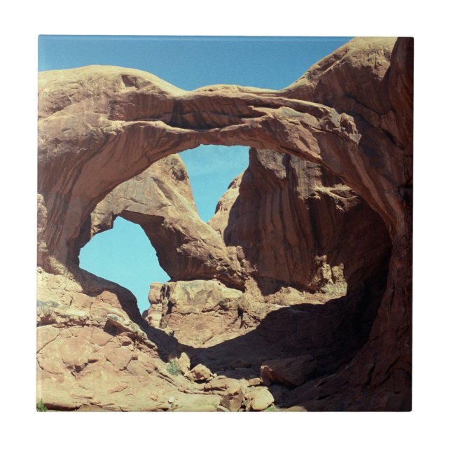Double Arch Desert Landscape Photo Tile (Front)