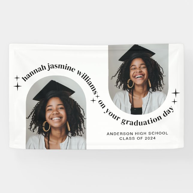 Double Arch Photo Girl Graduation Poster Banner (Horizontal)