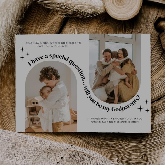 Double Arch Photo Godparents Proposal Invitation (Zazzle Double Arch Photo Godparents Proposal Invitation)
