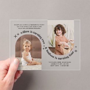 Double Arch Photo Joint Birthday Invitation