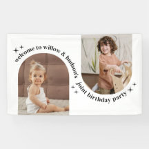 Double Arch Photo Joint Birthday Welcome Sign