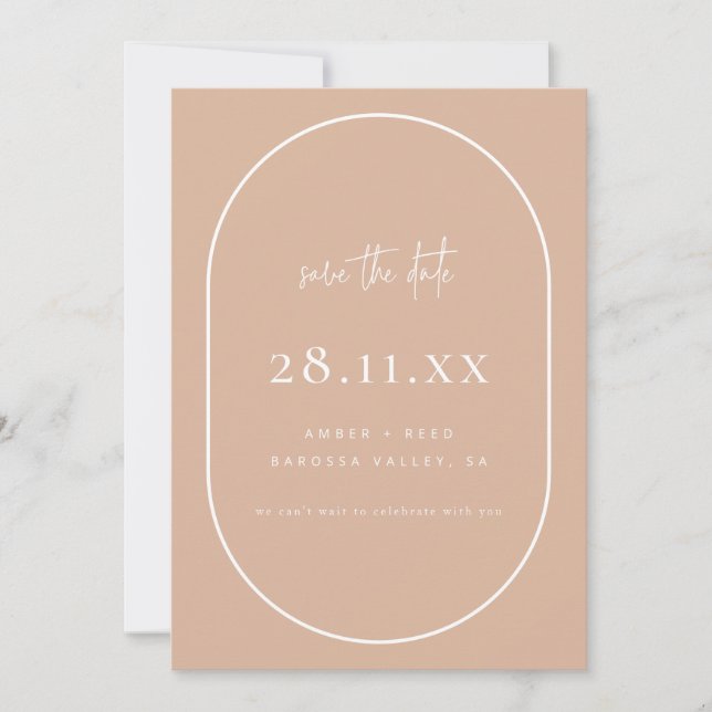 Double Arch Retro Minimalist Blush Dusty Pink  Save The Date (Front)