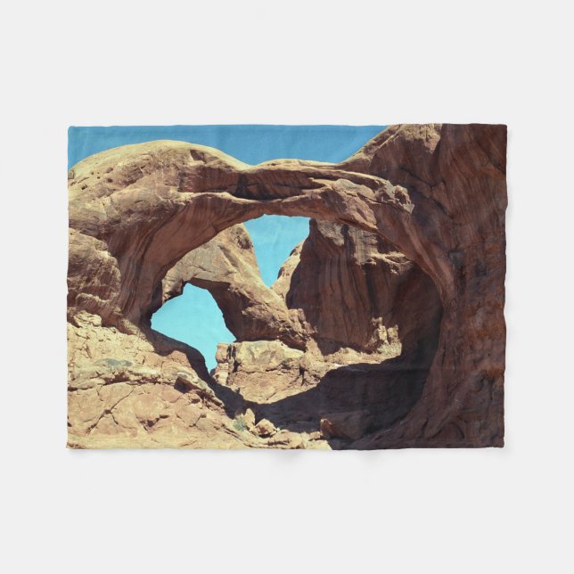 Double Arch Utah Desert Landscape Photo Fleece Blanket (Front (Horizontal))