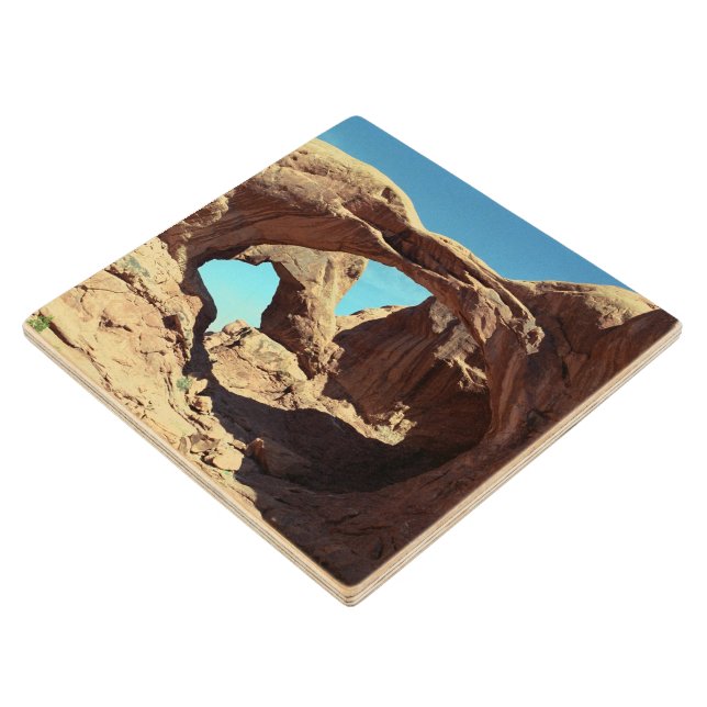 Double Arch Utah Desert Landscape Photo Wood Coaster (Angled)