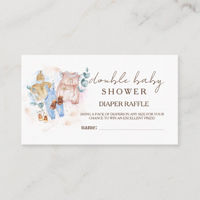 Double Baby Shower Cute Diaper Raffle Enclosure  (Front)