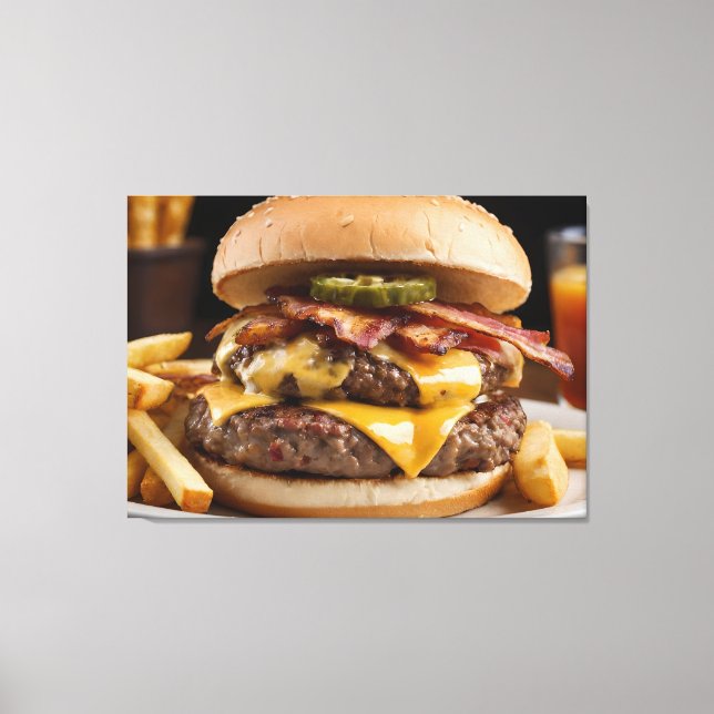 Double Bacon Cheeseburger Canvas Print (Front)