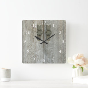 Double Barn Doors Country Farm Square Wall Clock