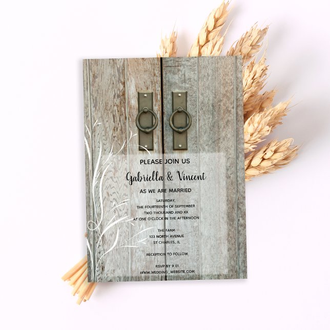 Double Barn Doors Country Farm Wedding Invitation (This Barn Door Wedding Invitation is perfect inspo for your country farm or ranch marriage ceremony.)
