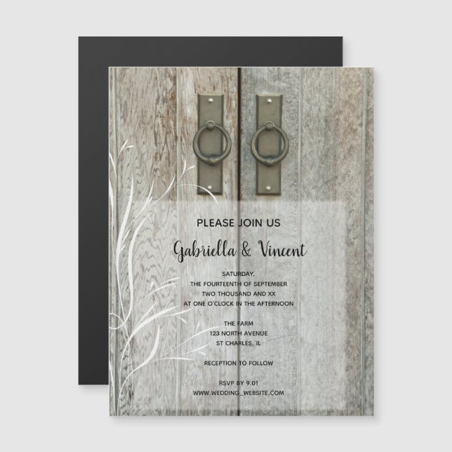 Double Barn Doors Country Wedding Magnetic Invitation (Front/Back)