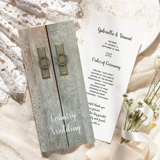 Double Barn Doors Country Wedding Program Programme (Creator Uploaded)