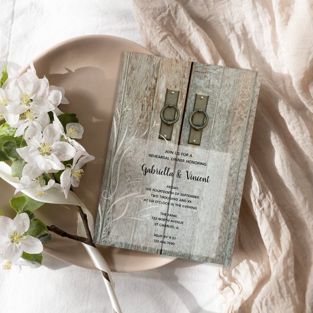 Double Barn Doors Country Wedding Rehearsal Dinner Invitation (Creator Uploaded)