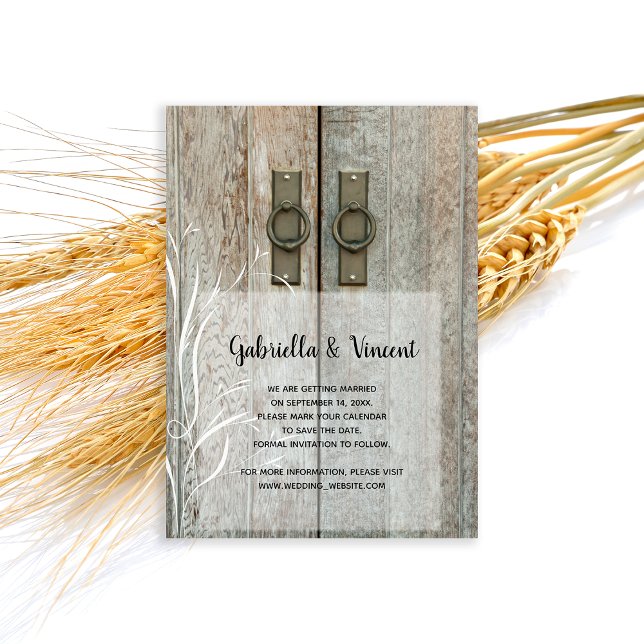 Double Barn Doors Country Wedding Save the Date Invitation (Set the tone for your casual farm or ranch marriage with this Barn Door Wedding Save the Date.)