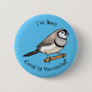 Double-barred finch bird cartoon illustration 6 cm round badge