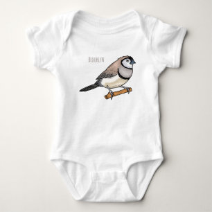 Double-barred finch bird cartoon illustration baby bodysuit