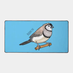 Double-barred finch bird cartoon illustration desk mat