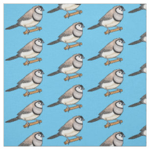 Double-barred finch bird cartoon illustration fabric