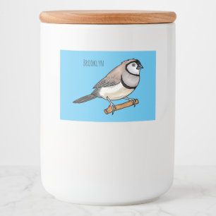 Double-barred finch bird cartoon illustration  food label