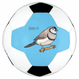 Double-barred finch bird cartoon illustration football