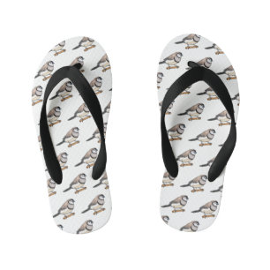Double-barred finch bird cartoon illustration kid's flip flops