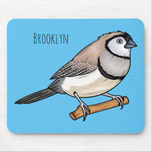 Double-barred finch bird cartoon illustration mouse mat