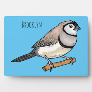 Double-barred finch bird cartoon illustration  plaque