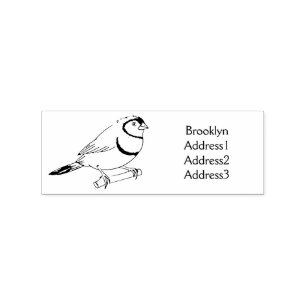 Double-barred finch bird cartoon illustration rubber stamp