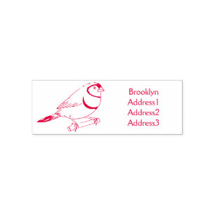 Double-barred finch bird cartoon illustration  self-inking stamp