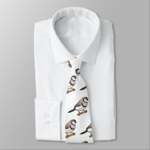Double-barred finch bird cartoon illustration  tie