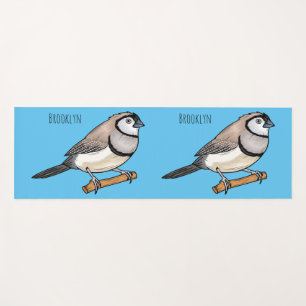 Double-barred finch bird cartoon illustration  yoga mat