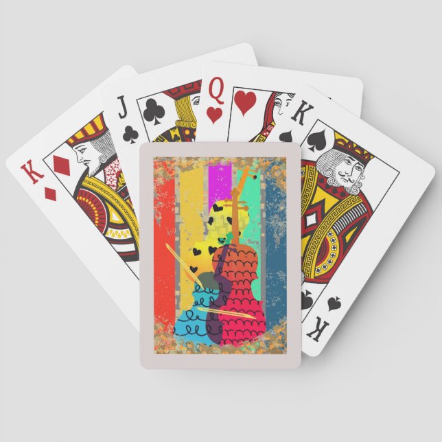 Double Bass And Music Notes Playing Cards (Back)