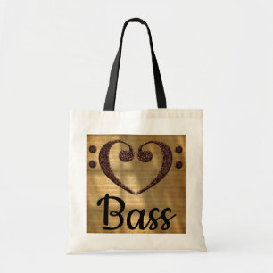 Double Bass Clef Heart Bass Tote Bag