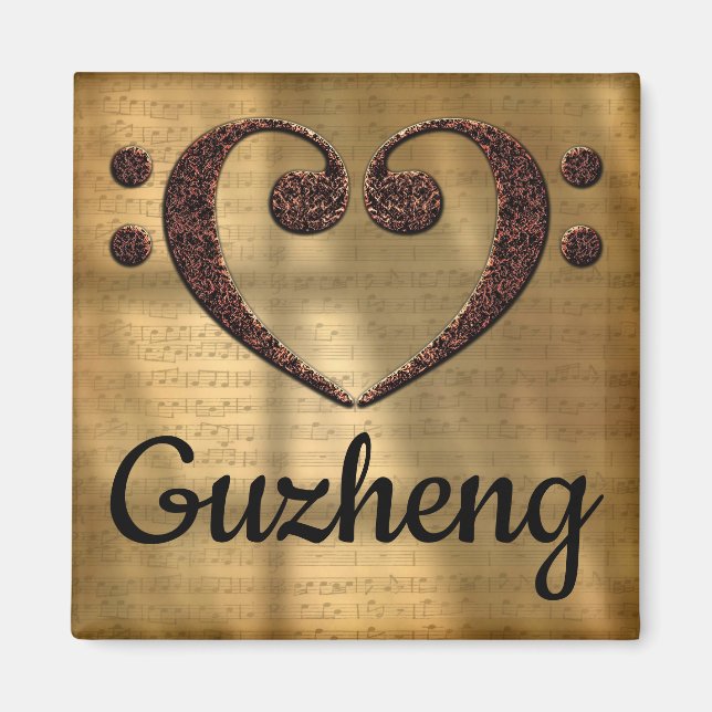 Double Bass Clef Heart Guzheng Magnet (Front)