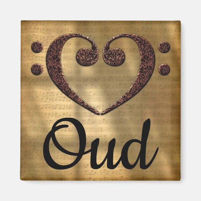 Double Bass Clef Heart Oud Magnet (Front)