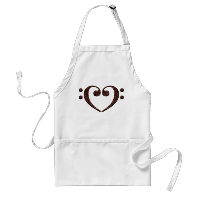 Double Bass Clef Heart Over Sheet Music Standard Apron (Front)
