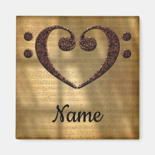 Double Bass Clef Heart Sheet Music Customised Magnet