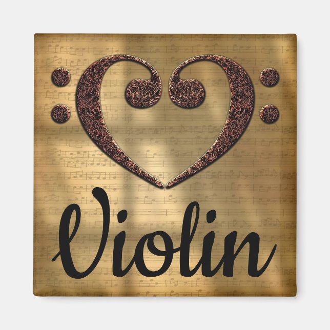 Double Bass Clef Heart Violin Magnet (Front)