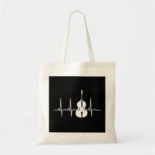 Double Bass Heartbeat  Funny Jazz Day  Music Instr Tote Bag