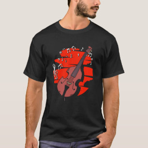 Double Bass Music Notes Jazz Music Contrabass Play T-Shirt