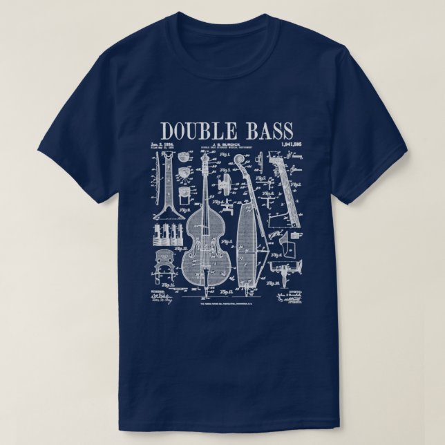 Double Bass Player Bassist Musical Instrument Vint T-Shirt (Design Front)
