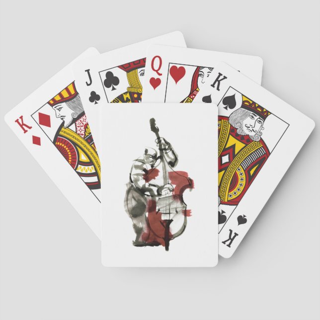 Double bass player playing cards (Back)