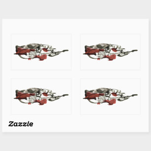 Double bass player rectangular sticker