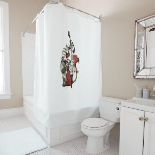 Double bass player shower curtain