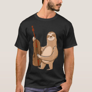 Double Bass Sloth Cool Upright Bass Jazz Gift T-Shirt