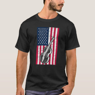 Double Bass US Flag Patriotic Double Bassist Premi T-Shirt