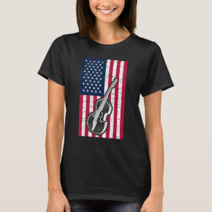Double Bass US Flag Patriotic Double Bassist T-Shirt