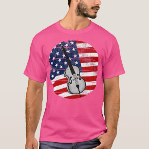 Double Bass USA Flag Bassist Musician 4th July T-Shirt