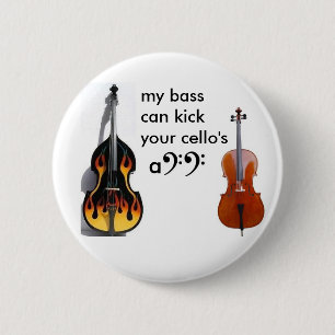 Double bass vs. cello 6 cm round badge