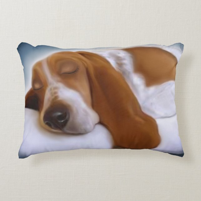 Double Basset Hound Dog Lover Accent Pillow (Front)